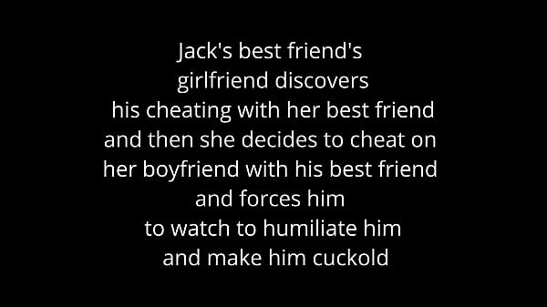 Wife whit hairy pussy cheats in front of her cuckold husband with his best friend with a huge monster cock