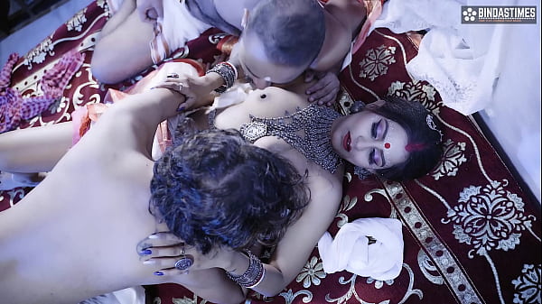 Husband Shares His Cute Newly Married Wife with His Friend At Wedding night – Threesome Fuck